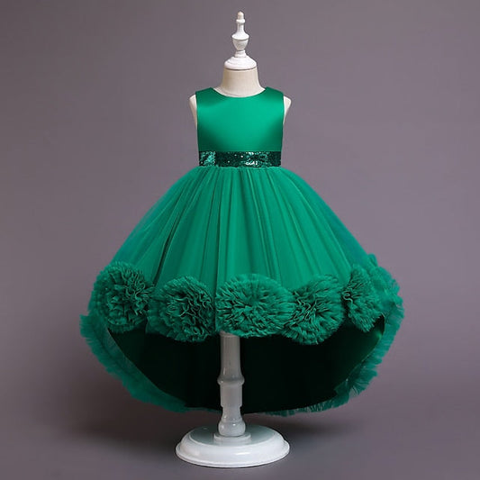 Girl Kids Girls' Flower Colored Solid Short Dress FashionChic