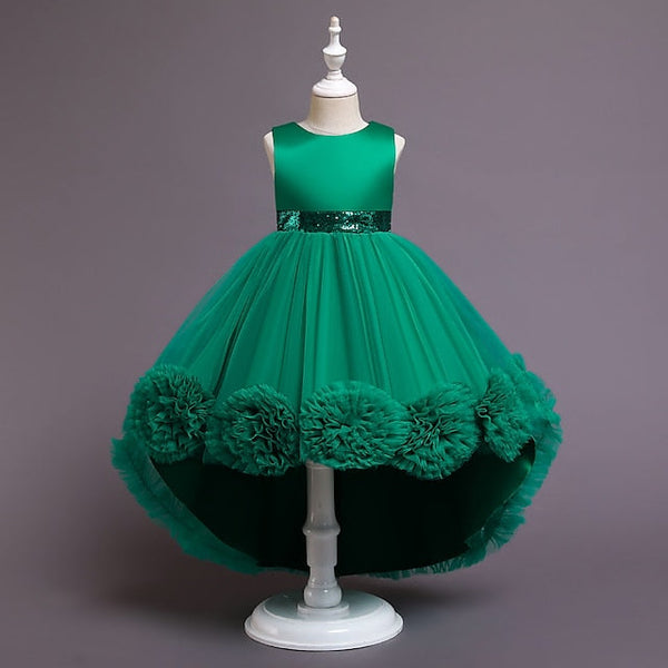 Girl Kids Girls' Flower Colored Solid Short Dress FashionChic