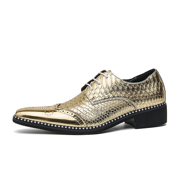 Oxford Metallic Shoes Shiny Faux Men's Gold – Dress FashionChic