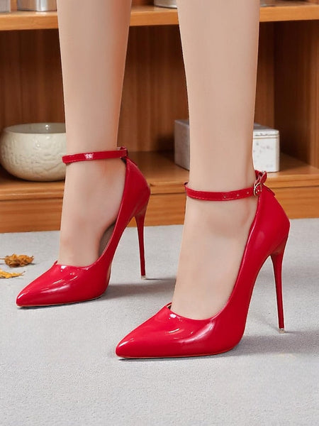 with Women's Heels Black Patent Stiletto Ankle Leather FashionChic