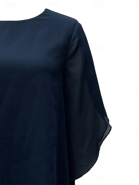 Mother of Classic Pantsuit Dress 2 Piece Crew the Bride Neck FashionChic