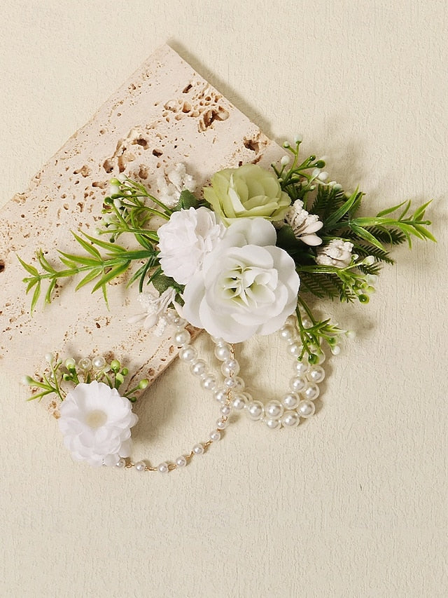 and – Elegant White Set Pearls Jewelry Wrist with Hand Floral FashionChic