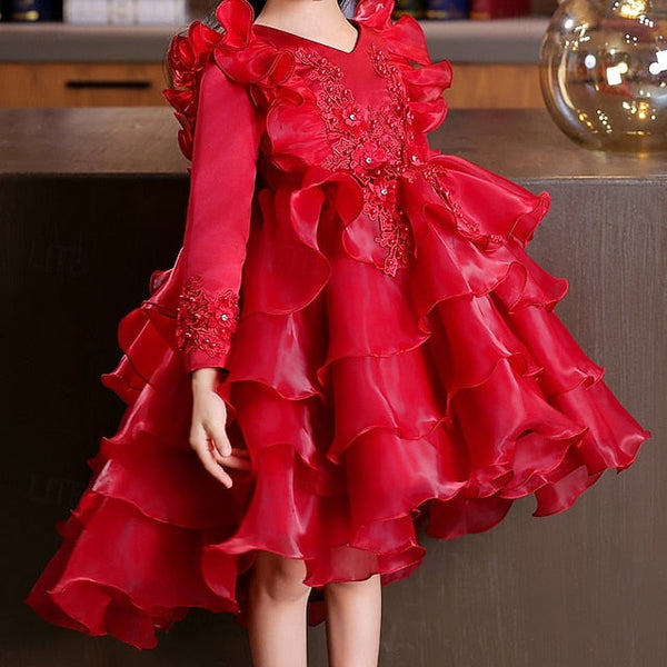 Long Wedding Party Kids Special Dress Sleeve Flower Girls' FashionChic