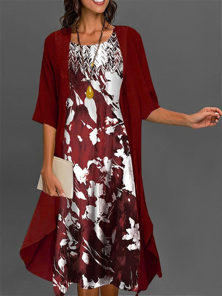 Women's Graduation Dress Midi Dress Two Piece Dress Set