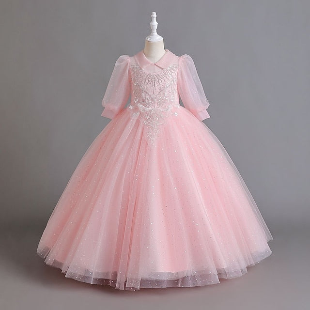 Half Girls' Color Flower Girl Solid Dress Party Kids FashionChic