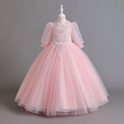 Half Girls' Color Flower Girl Solid Dress Party Kids FashionChic
