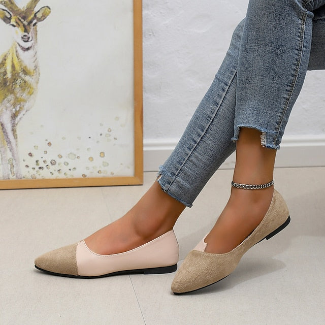 – Elegant Two-Tone Toe Flats Slip-On Women's Pointed FashionChic