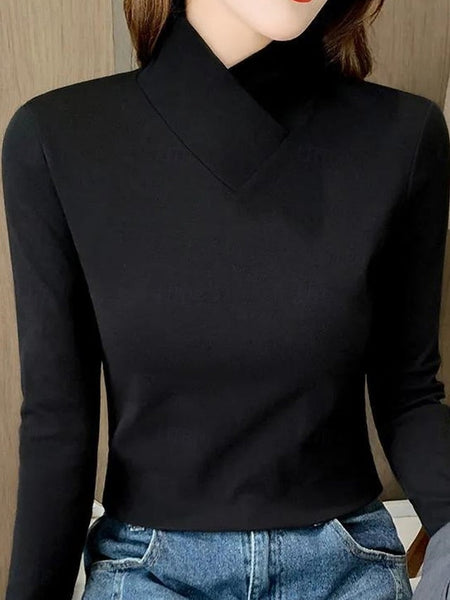 Women's Blouse Solid Color Elegant Stylish Basic Long FashionChic