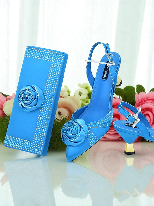 Set Women's Slingback Clutch - and Matching Gold Heels FashionChic
