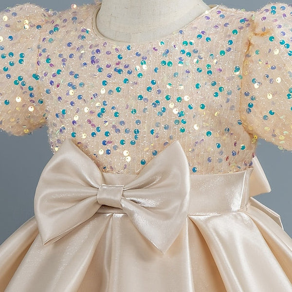 Party Sequin Dress Wedding Short Girls' Toddler Sleeve FashionChic