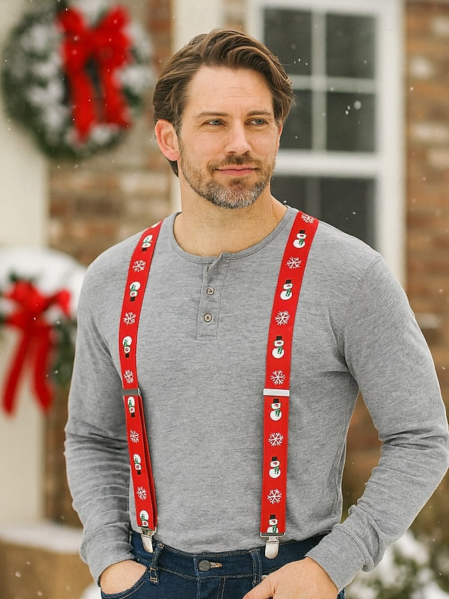 Snowman Christmas Suspenders with Men's FashionChic