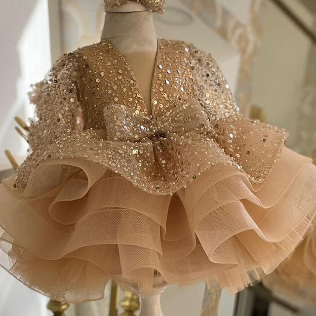 Length 3/4 Girls' Color Sleeve Kids Solid Dress Party FashionChic