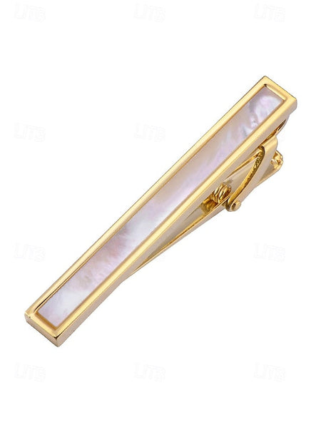 tie with and pearl brass inlaid mother clip of Men's FashionChic