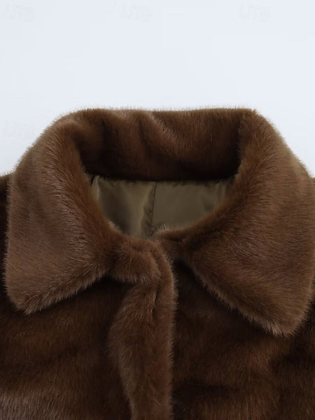Coat Comfortable Faux Teddy Fur Women's Buttons Warm FashionChic