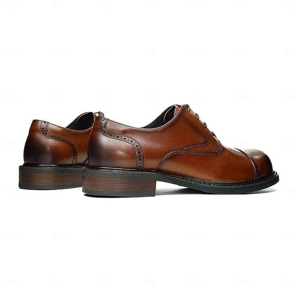 Toe Cap Dress Genuine Men's Leather Shoes- First Oxford FashionChic