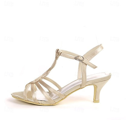 – Mid-Heel Satin Women's Purple Strappy Elegant Sandals FashionChic