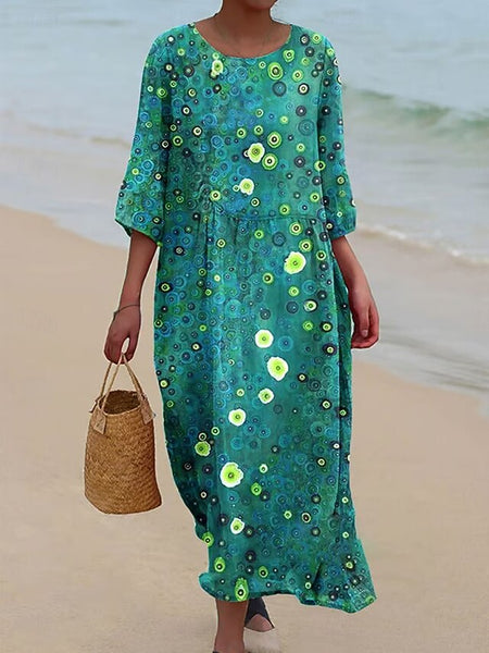 Women's Maxi Dress Linen Like Breathable Lightweight Kaftan FashionChic