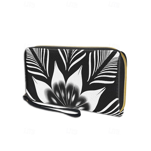 Floral Black Women's Wallet Faux White and Print – FashionChic