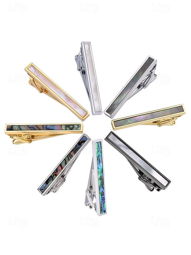 tie with and pearl brass inlaid mother clip of Men's FashionChic