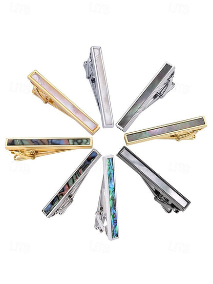 tie with and pearl brass inlaid mother clip of Men's FashionChic