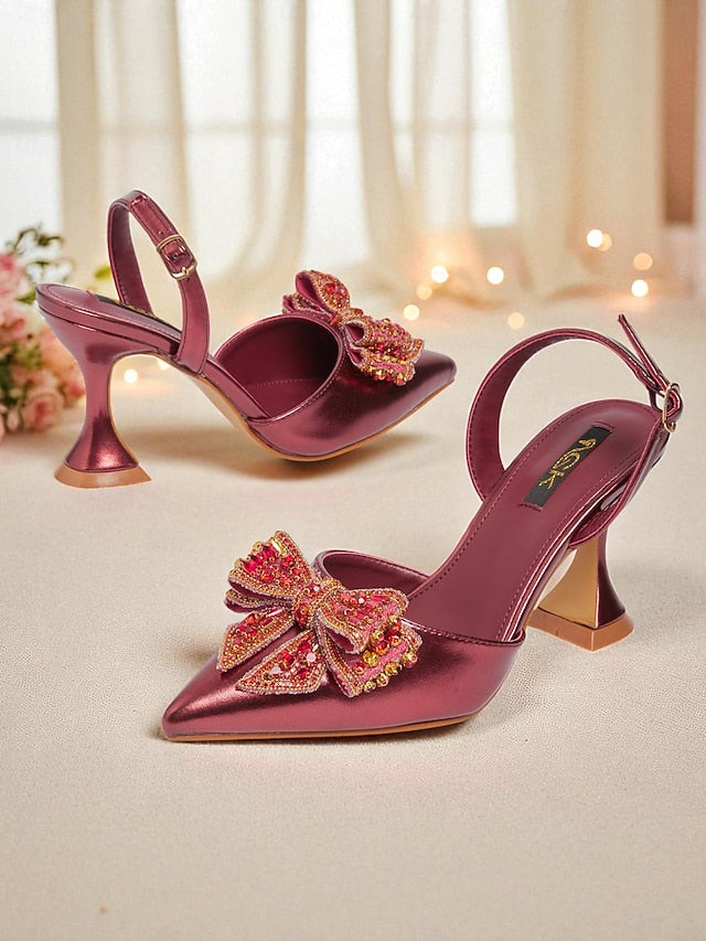 Pointed Metallic Slingback - High Gold Toe Pumps Women's FashionChic