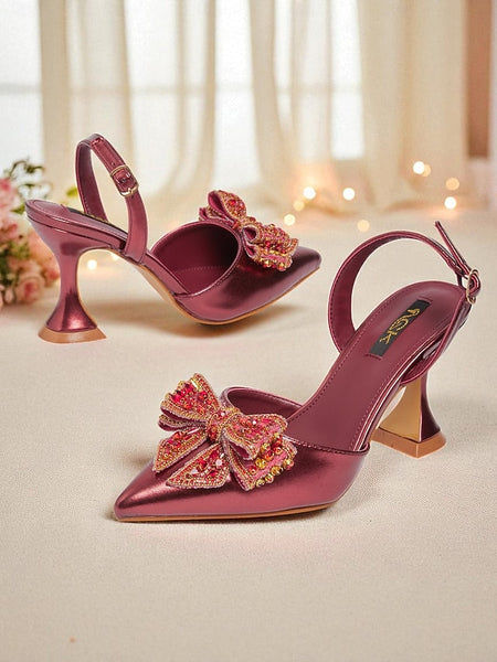 Pointed Metallic Slingback - High Gold Toe Pumps Women's FashionChic