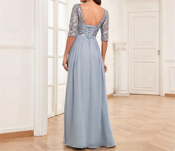 Dress Neck Crew the Mother Floor of Elegant Bride Simple FashionChic