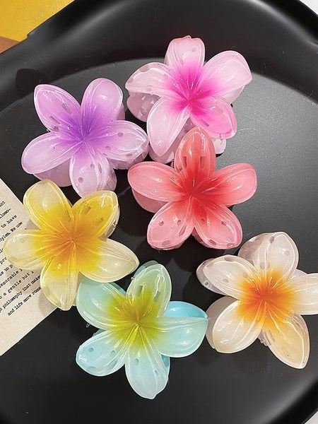 Clips Flower Plumeria Hair – Resin Tropical 6PCS Hawaiian FashionChic