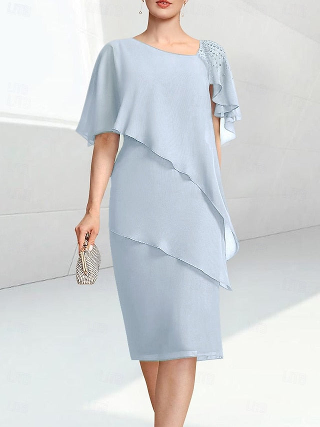 Bride Mother Beach Dress Jewel Elegant Wedding of the Sheath FashionChic