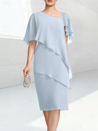 Bride Mother Beach Dress Jewel Elegant Wedding of the Sheath FashionChic