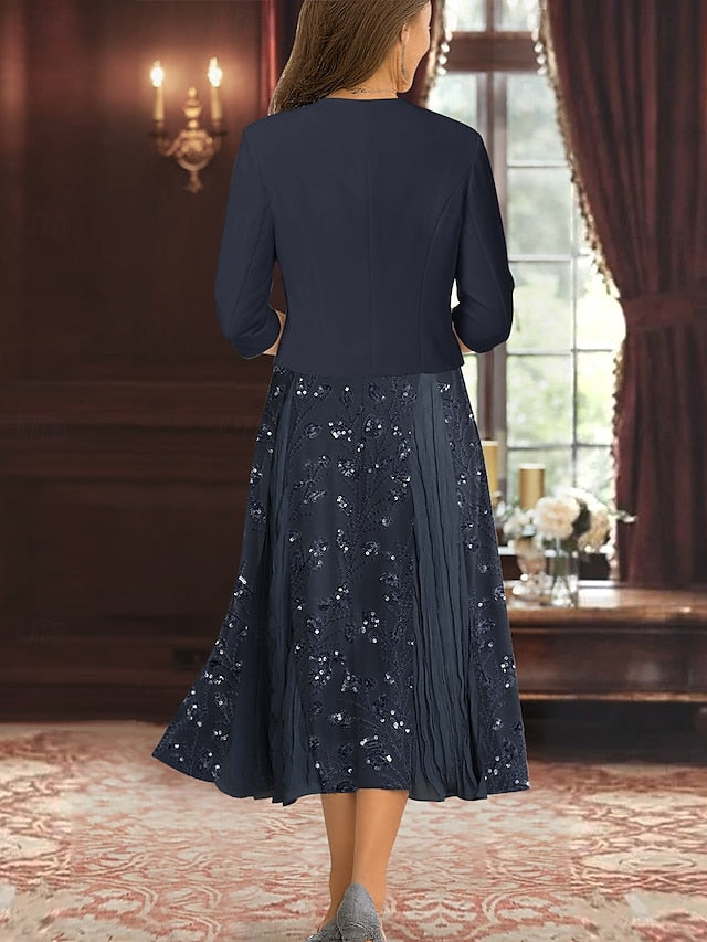 A-Line Bride Two of Piece Elegant the Mother Simple Dress FashionChic