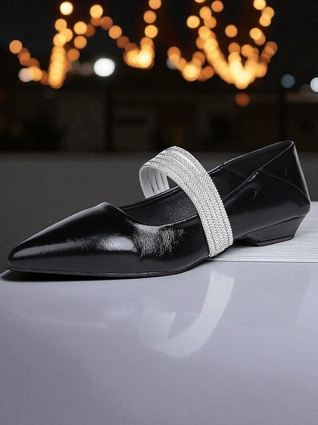 Women's Black Flats Patent Toe Elegant Pointed - Leather FashionChic