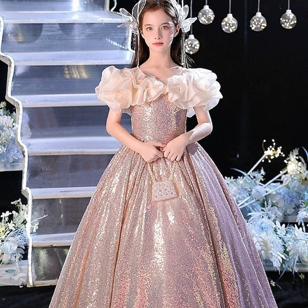 Party Performance Color Solid Girls' Kids Dress Sleeveless FashionChic