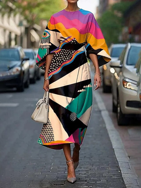 Women's Midi Dress Floral Dress Print Dress Elegant Fashion