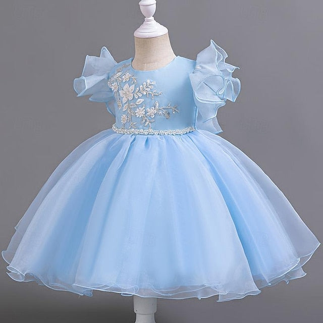 Sleeveless Wedding Floral Kids Sequin Girls' Dress Party FashionChic
