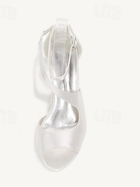 Kitten Wedding Shoes Women's Heel Bridal Buckle Open FashionChic