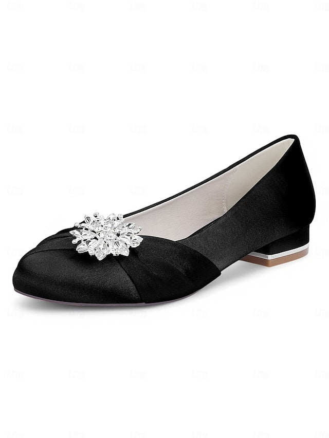 Elegant Flats White – Satin Wedding Women's Crystal FashionChic