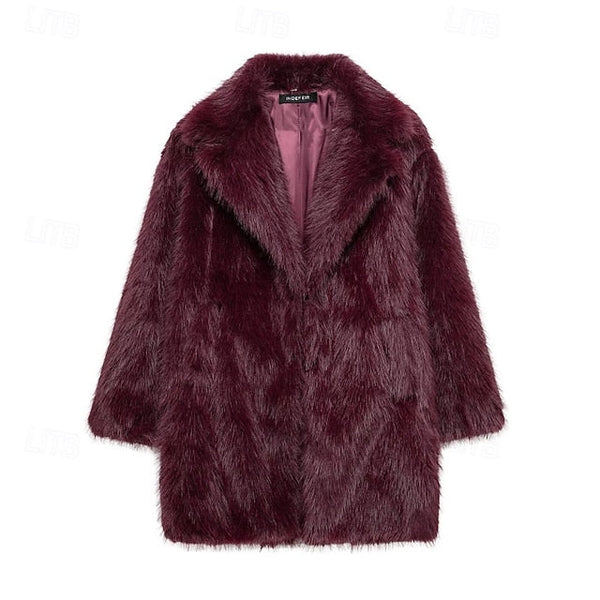 Comfortable Warm Women's Fur Pocket Coat Faux Furs FashionChic