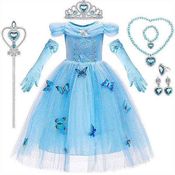 Dress Elsa Tulle Party Flower Princess Frozen Costume Girl Theme FashionChic