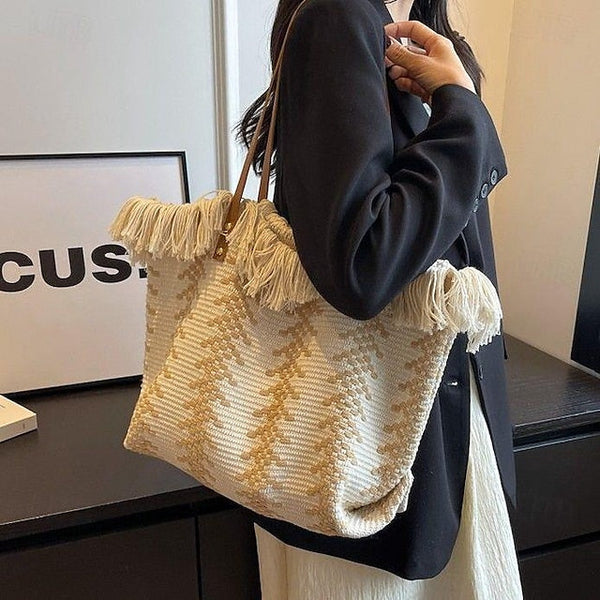 PU Hobo Boho Women's Tote Shoulder Bohemia Bag Canvas FashionChic