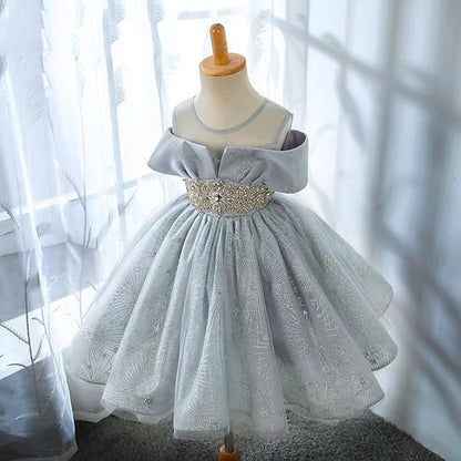 Color Kids Dress Solid Girls' Party Short Sleeve FashionChic