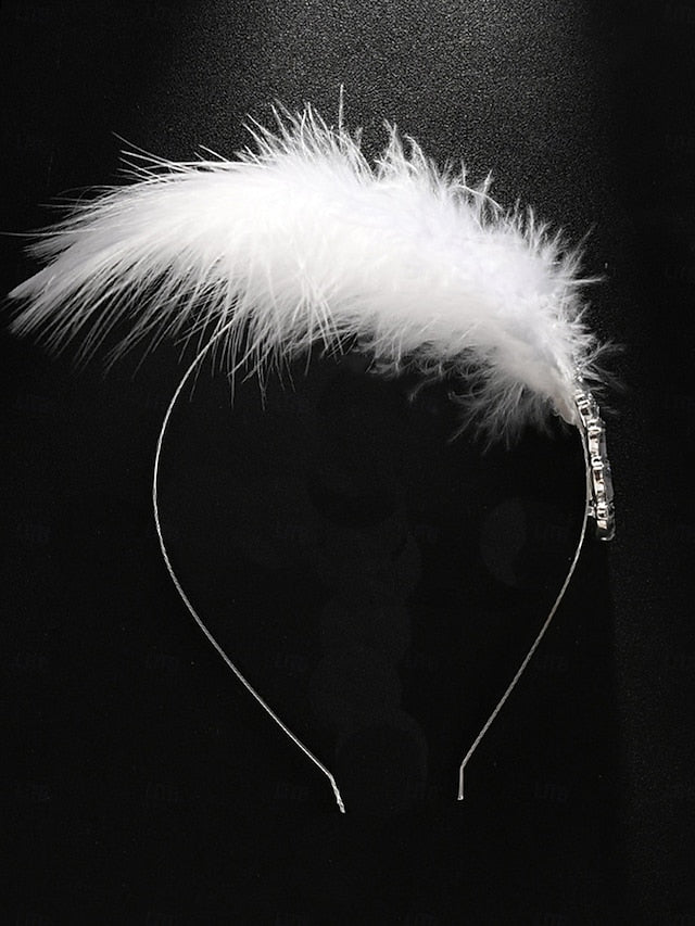 Hair Women's - Feather Crystal Vintage Clip White FashionChic