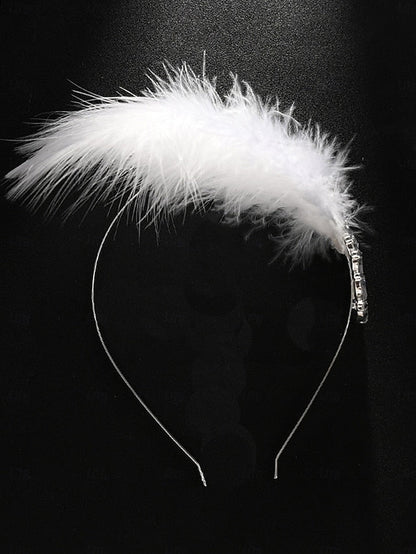 Hair Women's - Feather Crystal Vintage Clip White FashionChic