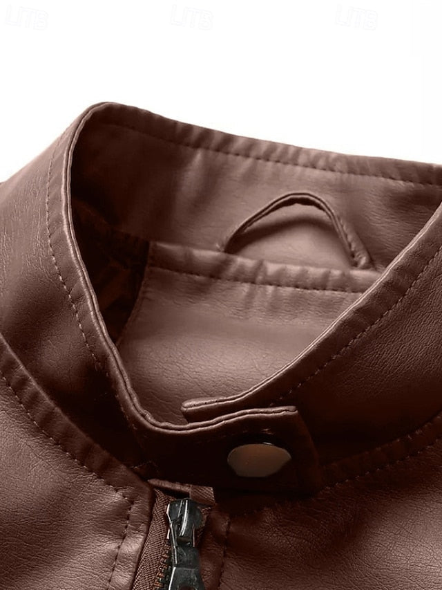 Comfortable Zipper Leather Faux Pocket Women's Jacket FashionChic