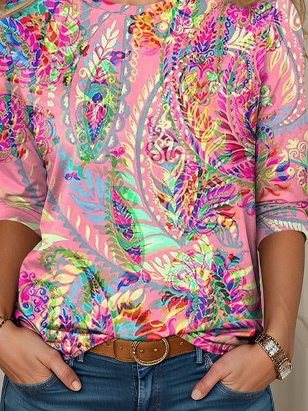 Women's T shirt Long Sleeve Casual Print Regular Tops Daily FashionChic