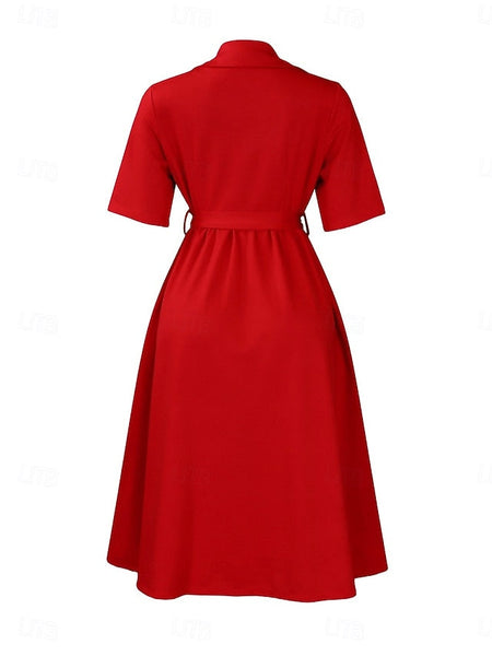 Women's Midi Dress Shirt Dress A Line Dress Elegant Formal FashionChic