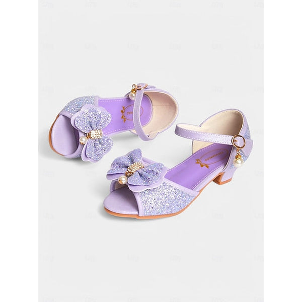 Pearl Purple Accent Sandals Glitter Bow Girls' with FashionChic