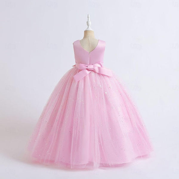 Kids Party Girl Girls' Color Solid Flower Dress FashionChic