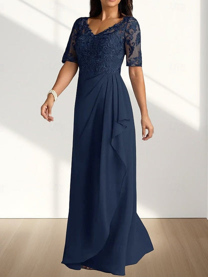 Guest of Bride A-Line Dress Neck Mother V Elegant the Wedding FashionChic