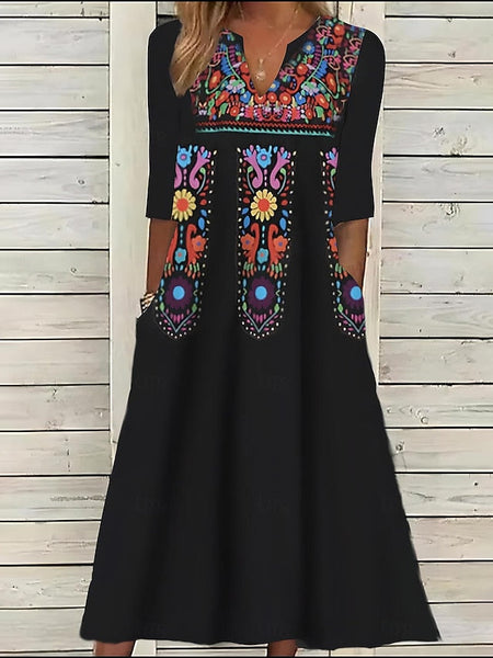 Women's Midi Dress Ethnic Dress Summer Dress Print Dress FashionChic